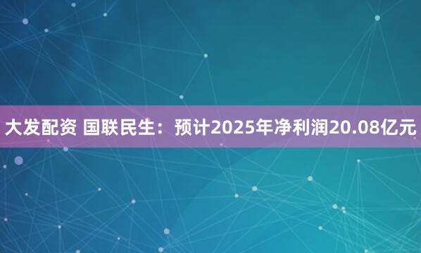 大发配资 国联民生：预计2025年净利润20.08亿元